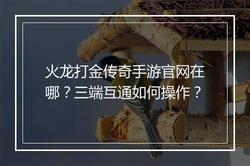 火龙打金传奇手游官网在哪？三端互通如何操作？