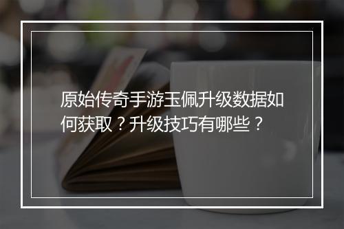 原始传奇手游玉佩升级数据如何获取？升级技巧有哪些？
