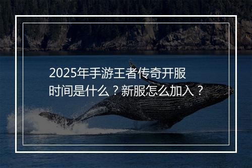 2025年手游王者传奇开服时间是什么？新服怎么加入？