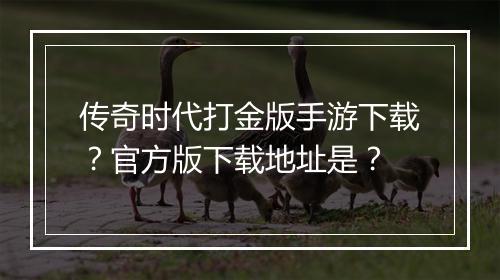 传奇时代打金版手游下载？官方版下载地址是？