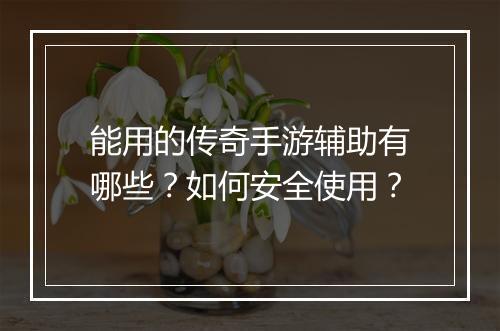 能用的传奇手游辅助有哪些？如何安全使用？