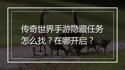 传奇世界手游隐藏任务怎么找？在哪开启？