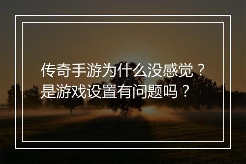 传奇手游为什么没感觉？是游戏设置有问题吗？