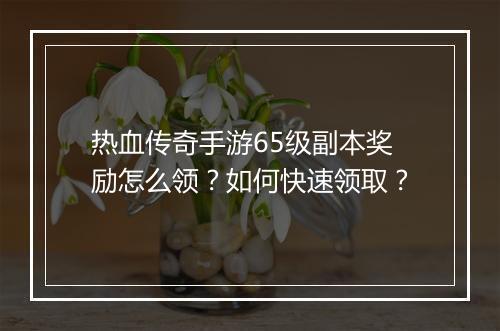 热血传奇手游65级副本奖励怎么领？如何快速领取？