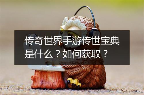 传奇世界手游传世宝典是什么？如何获取？