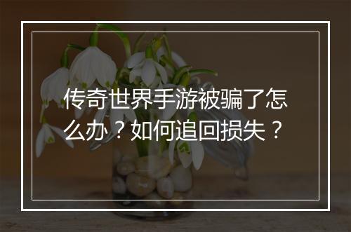 传奇世界手游被骗了怎么办？如何追回损失？