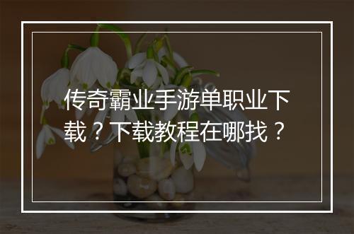 传奇霸业手游单职业下载？下载教程在哪找？