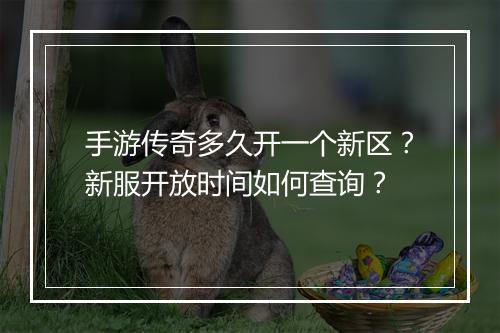 手游传奇多久开一个新区？新服开放时间如何查询？