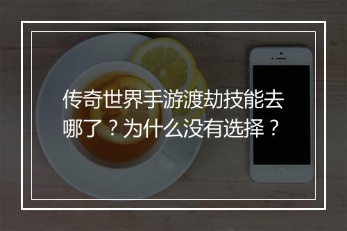 传奇世界手游渡劫技能去哪了？为什么没有选择？