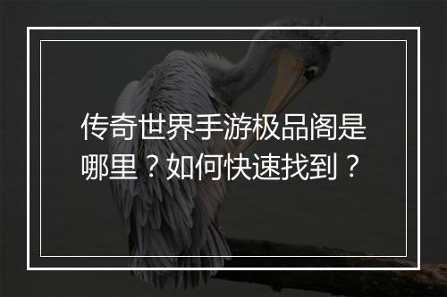 传奇世界手游极品阁是哪里？如何快速找到？