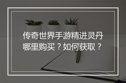 传奇世界手游精进灵丹哪里购买？如何获取？