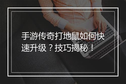 手游传奇打地鼠如何快速升级？技巧揭秘！