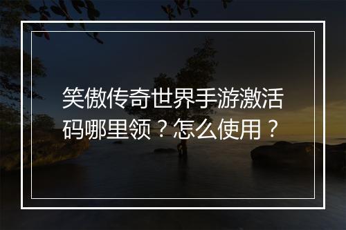 笑傲传奇世界手游激活码哪里领？怎么使用？