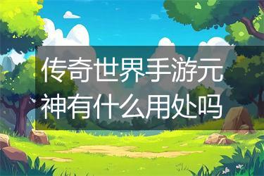 传奇世界手游元神有什么用处吗