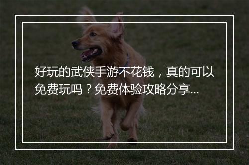 好玩的武侠手游不花钱，真的可以免费玩吗？免费体验攻略分享？