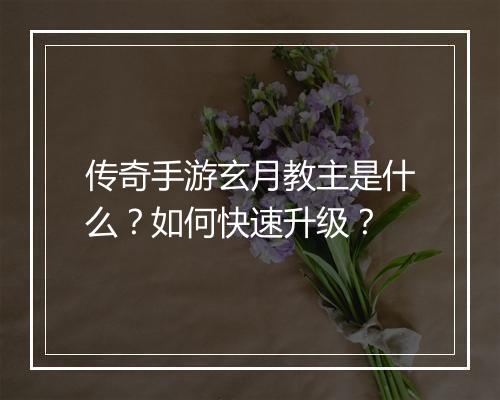 传奇手游玄月教主是什么？如何快速升级？