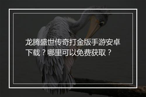 龙腾盛世传奇打金版手游安卓下载？哪里可以免费获取？