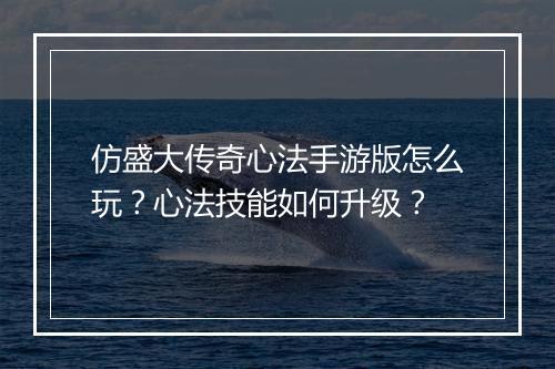 仿盛大传奇心法手游版怎么玩？心法技能如何升级？