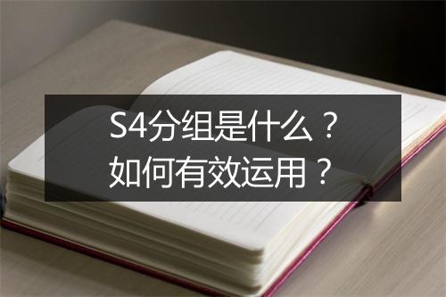 S4分组是什么？如何有效运用？