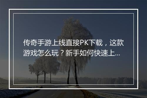 传奇手游上线直接PK下载，这款游戏怎么玩？新手如何快速上手？