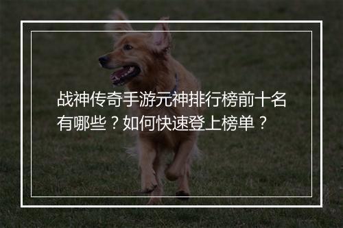 战神传奇手游元神排行榜前十名有哪些？如何快速登上榜单？