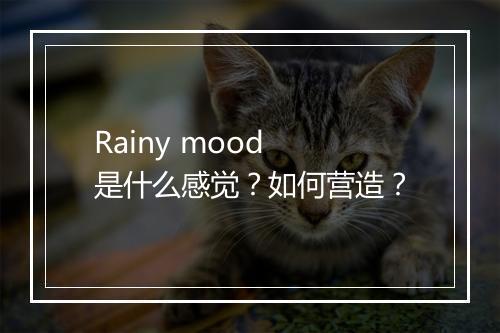 Rainy mood 是什么感觉？如何营造？