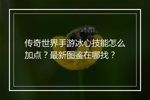 传奇世界手游冰心技能怎么加点？最新图鉴在哪找？