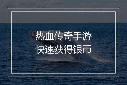 热血传奇手游快速获得银币