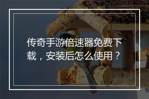 传奇手游倍速器免费下载，安装后怎么使用？