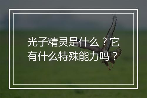 光子精灵是什么？它有什么特殊能力吗？