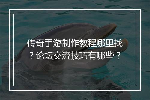 传奇手游制作教程哪里找？论坛交流技巧有哪些？