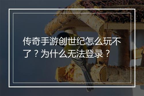 传奇手游创世纪怎么玩不了？为什么无法登录？