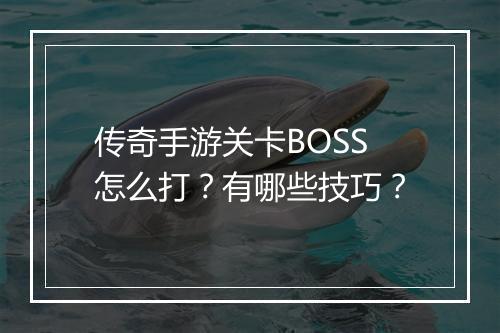 传奇手游关卡BOSS怎么打？有哪些技巧？