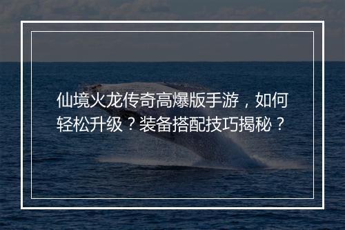 仙境火龙传奇高爆版手游，如何轻松升级？装备搭配技巧揭秘？