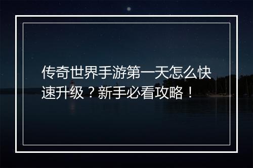 传奇世界手游第一天怎么快速升级？新手必看攻略！