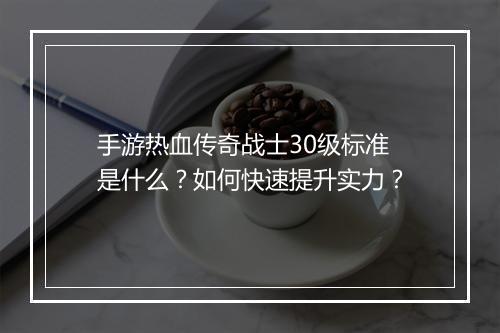 手游热血传奇战士30级标准是什么？如何快速提升实力？