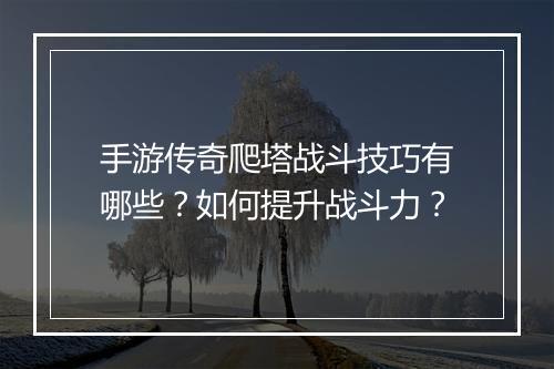 手游传奇爬塔战斗技巧有哪些？如何提升战斗力？
