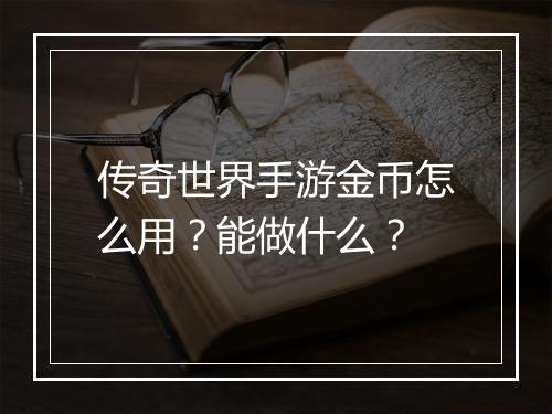 传奇世界手游金币怎么用？能做什么？