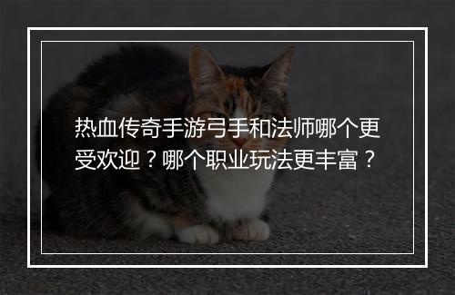 热血传奇手游弓手和法师哪个更受欢迎？哪个职业玩法更丰富？