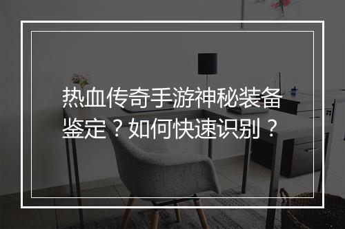 热血传奇手游神秘装备鉴定？如何快速识别？