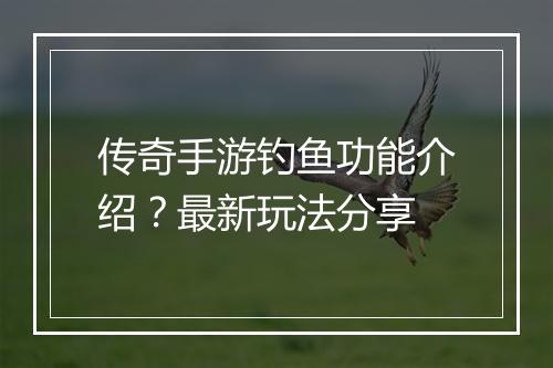传奇手游钓鱼功能介绍？最新玩法分享