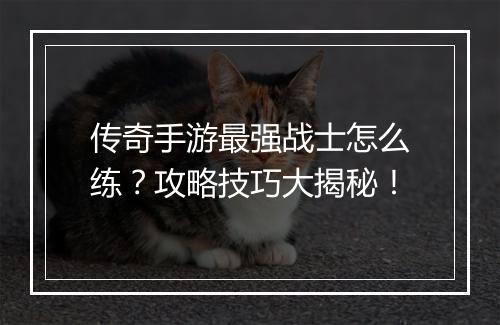 传奇手游最强战士怎么练？攻略技巧大揭秘！
