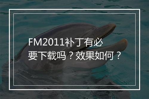 FM2011补丁有必要下载吗？效果如何？