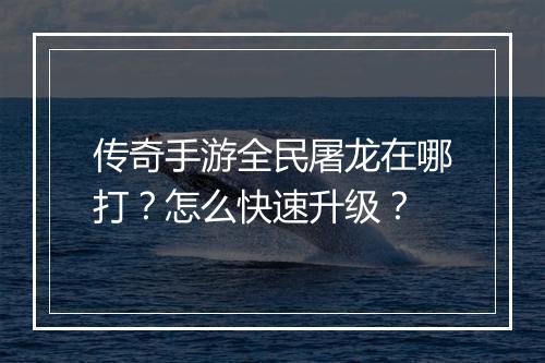 传奇手游全民屠龙在哪打？怎么快速升级？