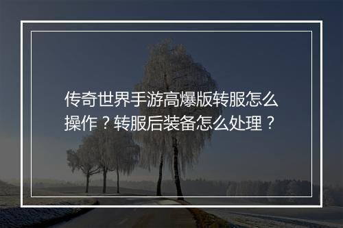 传奇世界手游高爆版转服怎么操作？转服后装备怎么处理？