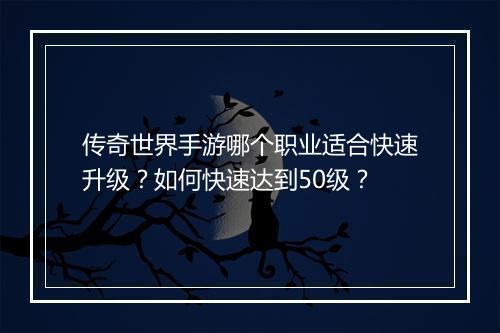 传奇世界手游哪个职业适合快速升级？如何快速达到50级？