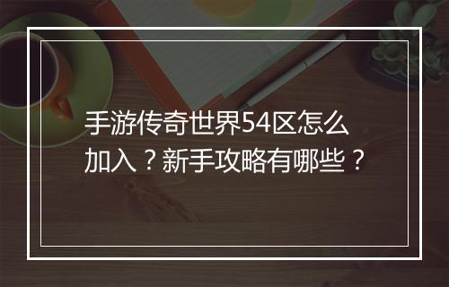 手游传奇世界54区怎么加入？新手攻略有哪些？