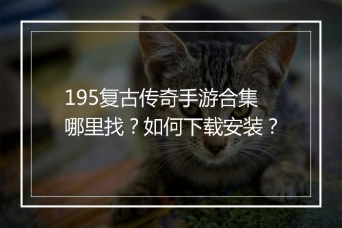 195复古传奇手游合集哪里找？如何下载安装？