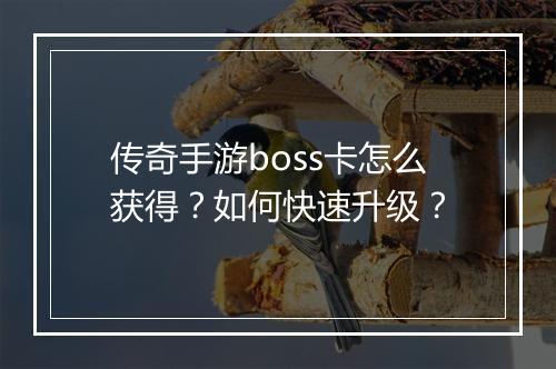 传奇手游boss卡怎么获得？如何快速升级？