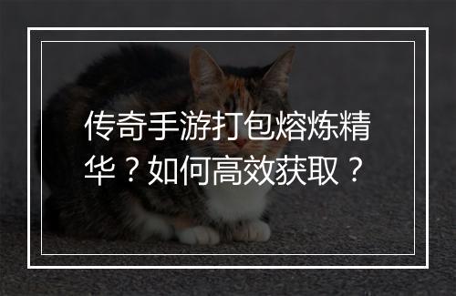 传奇手游打包熔炼精华？如何高效获取？